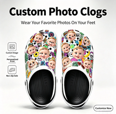 A variety of printed beach shoes with custom-designed shoe uppers