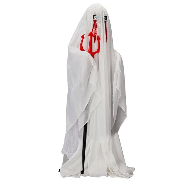 4.3 ft sound activated standing animatronic ghost with a trident - product photo 2 of 6