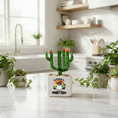 Customized Spooky Vibes Crystal Glass Cactus Ornament