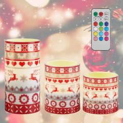 3Pack Christmas Flameless LED Candles Deer Flickering Candle Lights Pi