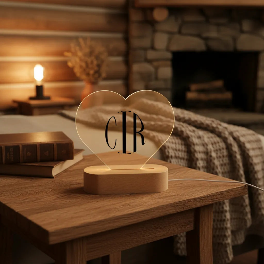 Circle Monogram Acrylic Heart-Shaped Plaque