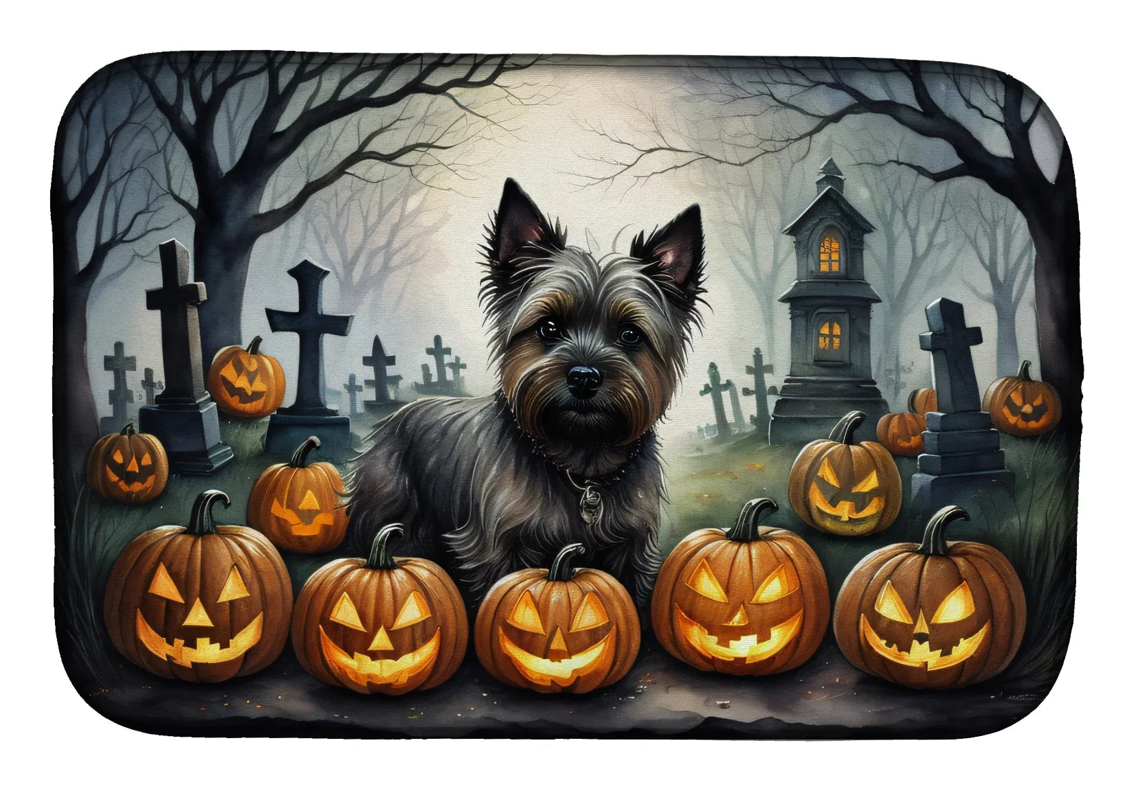 cairn terrier halloween dish drying mat 14 x 22 Inch