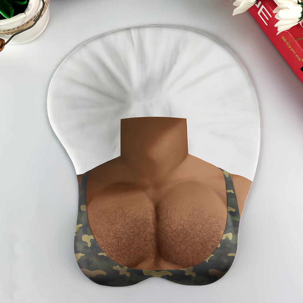 Novelty Ergonomic Mouse Pad with Wrist Support, Funny 3D Muscular Man Chest Design, Perfect Gag Gift