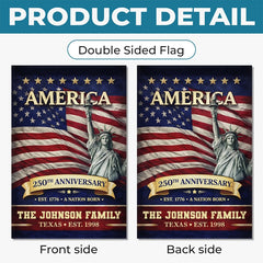 Custom Flag - Personalized America 250th Anniversary Gifts For Mom, Dad, Brother, Sister, Kids - Family Is Forever Love