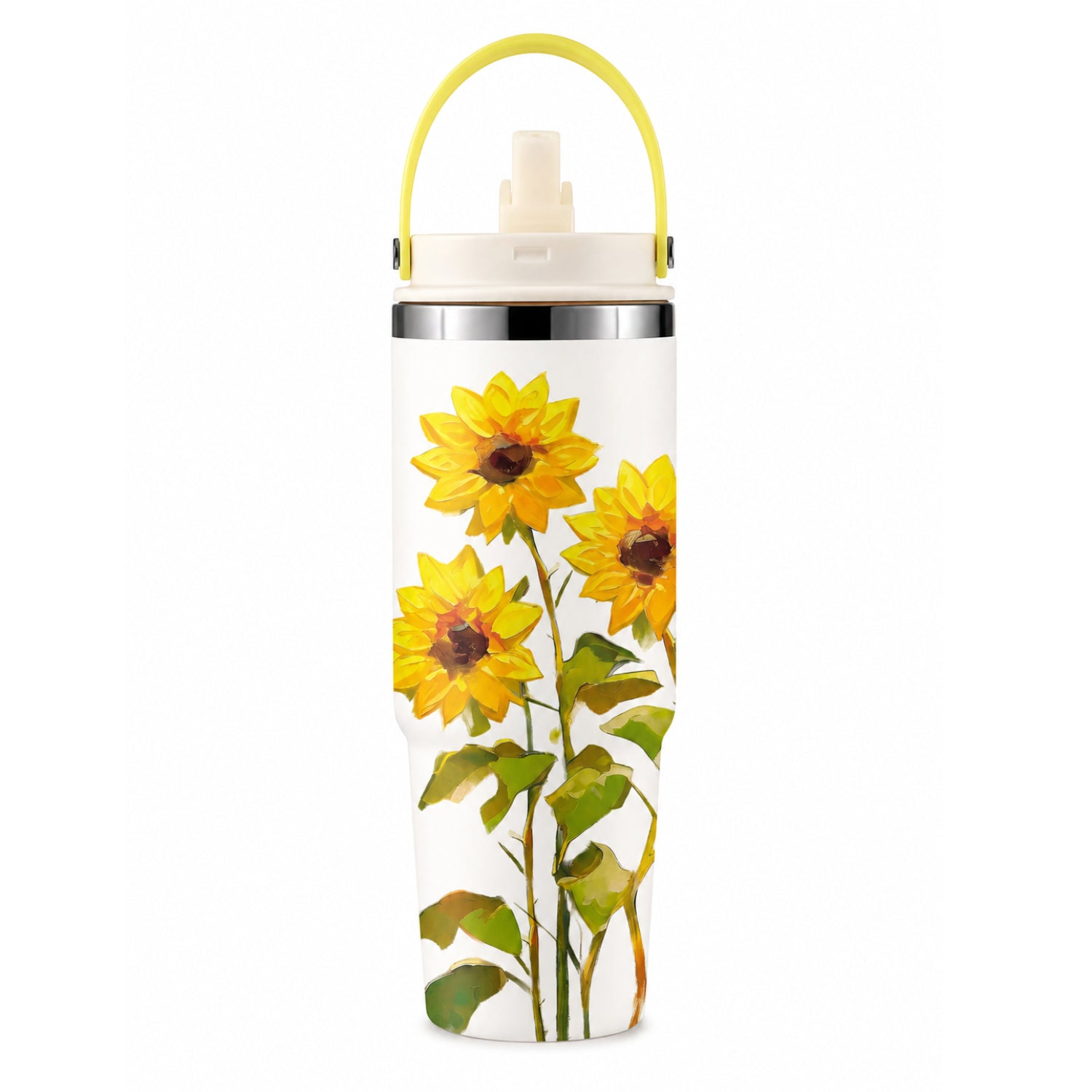 30 Oz Insulated Tumbler with Flip Straw & Carry Handle – Cute Highland Cow Stainless Steel Travel Cup, Leak-Proof Hot & Cold Tumbler