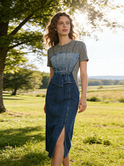Unique patchwork denim breathable dress, new spring/summer 2026 style