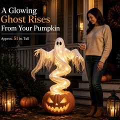 Rotating Ghost Pumpkin Patio Lamp - Perfect for adding a touch of spooky atmosphere to your outdoor space