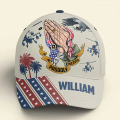 Personalized Veteran "Proudly Served" Name & Rank Baseball Cap