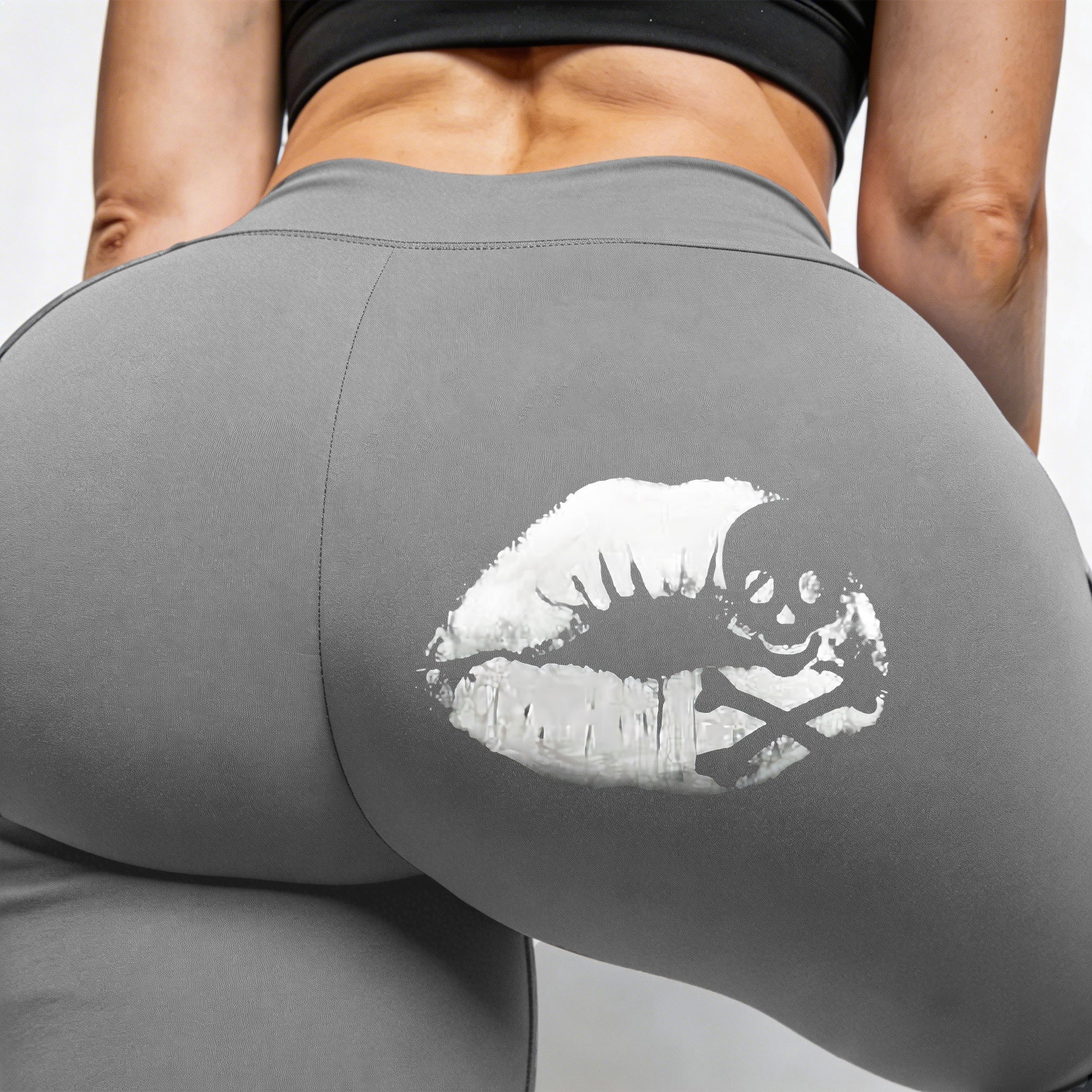 Custom Name Pink Leggings – Personalized High Waist Yoga Pants with Hand Graphic, Unique DIY Activewear Gift for Women
