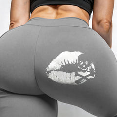 Custom Name Pink Leggings – Personalized High Waist Yoga Pants with Hand Graphic, Unique DIY Activewear Gift for Women
