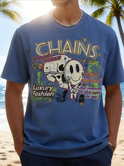 Y2K Hip-Hop Streetwear Oversized Washed Blue Cotton Tee