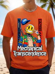 Mechanical Transparency Smiley Streetwear Graphic Short Sleeve Tee