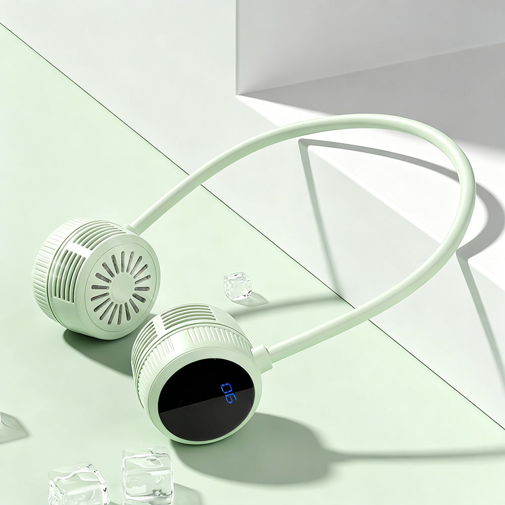 Neck-mounted small fan - Portable and foldable
