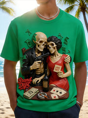 Vintage Skeleton Couple Graphic T-Shirt