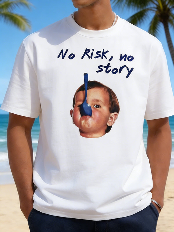 "No Risk, no story" Funny Baby Meme Graphic T-Shirt