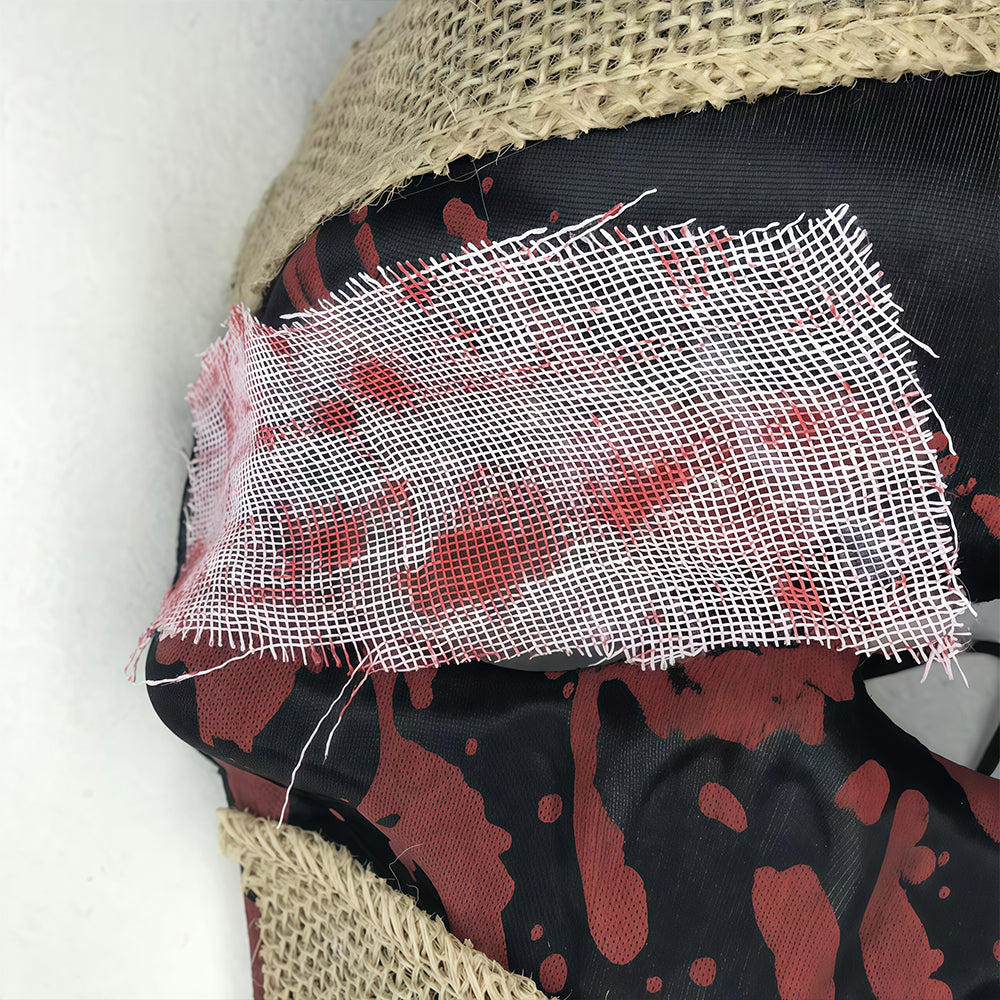 Halloween funny mask for men with blood-stained fabric patches for a half-face party cosplay for horror pranks