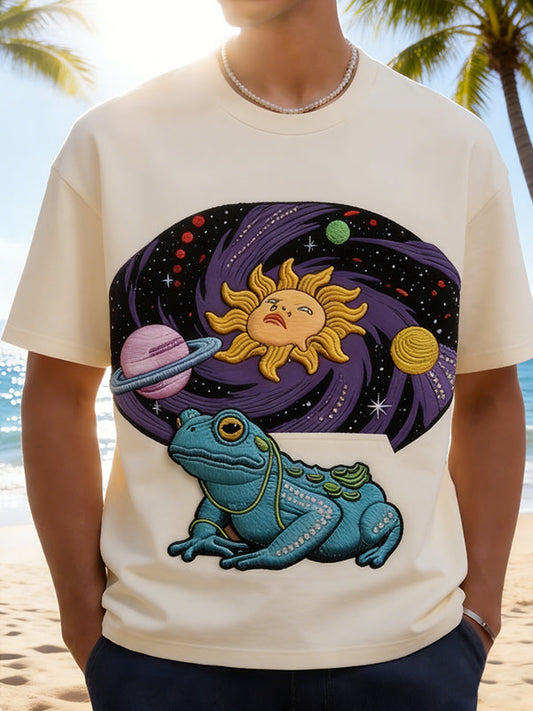 Psychedelic Cosmic Frog & Sun Graphic T-Shirt