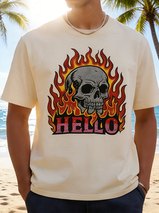 HELLO" Slogan Oversized Cotton Top