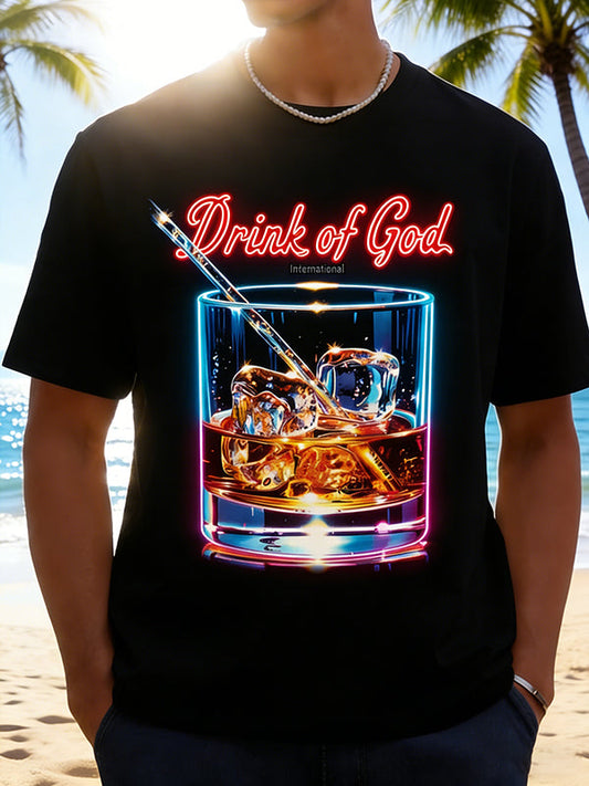 Unisex Neon Drink of God Whiskey On The Rocks Graphic Tee