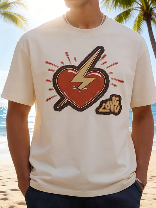Retro Lightning Bolt Heart Graphic Tee