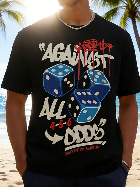 Unisex Vintage Against All Odds Lucky Dice Graphic Tee