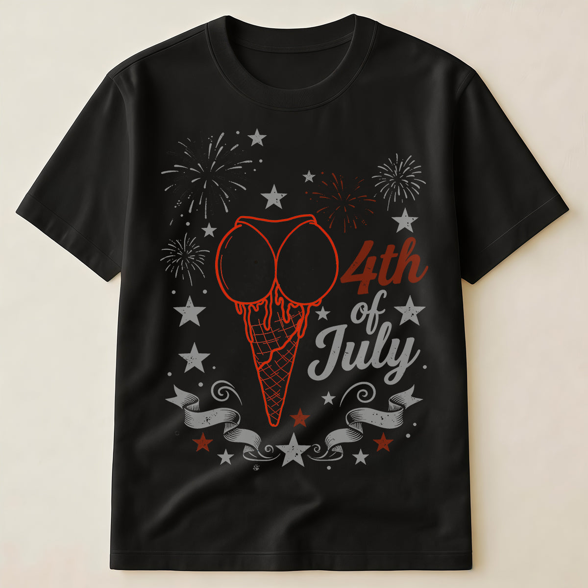 Naughty Ice Cream Cone Graphic Shirt | Funny 4th Of July Patriotic Humor T-Shirt