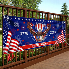 Custom Horizontal Banner - Personalized America 250th Anniversary Gifts For Mom, Dad, Brother, Sister, Kids - Family Together Always