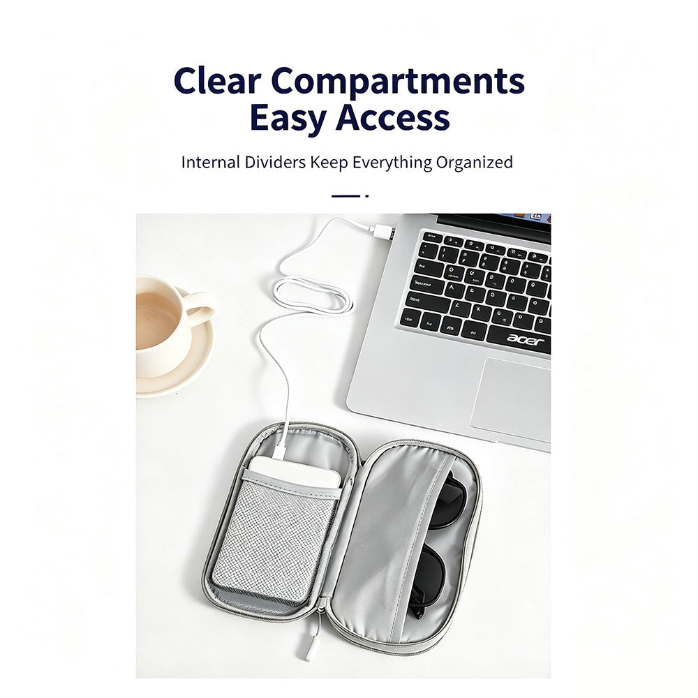 Personalized custom-made printed storage bag, double zipped travel cable storage bag, used for storing USB C cables, mobile power banks and headphones.