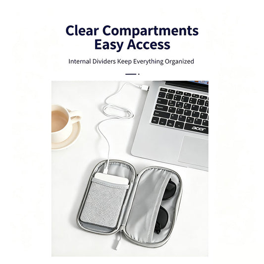 Personalized custom-made printed storage bag, double zipped travel cable storage bag, used for storing USB C cables, mobile power banks and headphones.