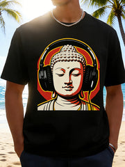 Vintage Buddha with Headphones Graphic T-Shirt