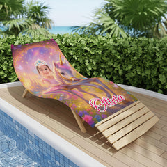 Personalized Unicorn Princess Beach Towel with Child Face & Name, Fantasy Girl Pool Towel Gift.