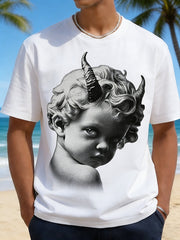 Vintage Devil Horn Cherub Graphic T-Shirt