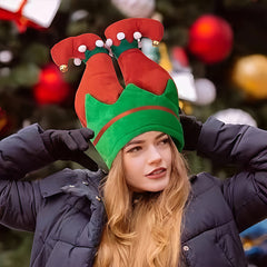The Swaying Hat, Christmas Santa & Elf Clown Pants Hat, Funny Electric Wiggle Plush Hat, Xmas Party Novelty Costume Headwear, Holiday Photo Booth Prank Prop