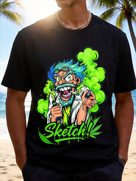 Vintage Mad Scientist Smoking Graphic T-Shirt