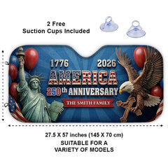 Custom Auto Windshield Sunshade-Personalized America 250th Anniversary Gifts-American Spirit Never Fades