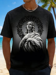 Vintage Gothic Virgin Mary Statue Graphic T-Shirt