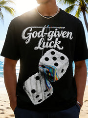 Vintage "God-given Luck" Melting Dice Graphic T-Shirt