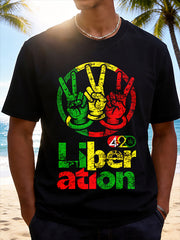 Vintage Rasta 420 Liberation Peace Sign Graphic T-Shirt
