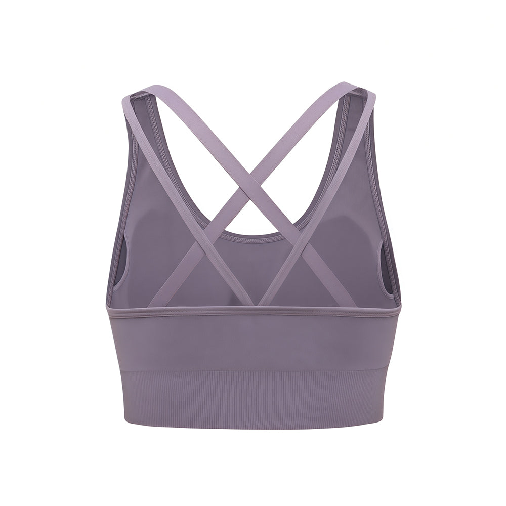 Custom Logo Crisscross Back Sports Bra Women, U Neck Double Strap Scrunch Back Longline Yoga Workout Crop Top, Customizable Private Label Activewear Bra