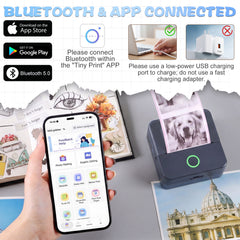Mini Portable Bluetooth Thermal Printer | Inkless Pocket Sticker & Photo Printer for Notes, Lists & DIY Art