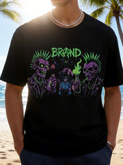 Stoner "BRAND" Weed & Skull Graphic T-Shirt