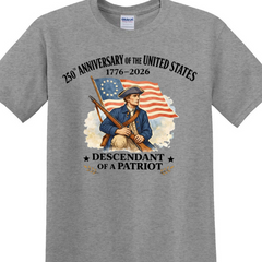 Personalized 250 Years of America Shirt, Custom Name Descendant of a Patriot, Patriotic 1776–2026 Tee