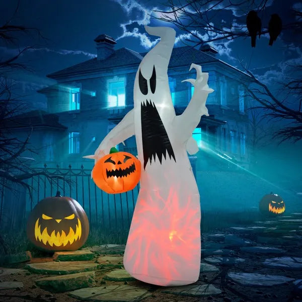 Inflatable ghost holding a pumpkin with LED - product photo 6 of 6