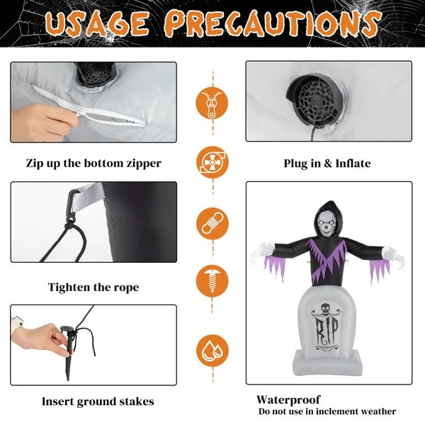 grim reaper and gravestone inflatable - product photo 4 of 5