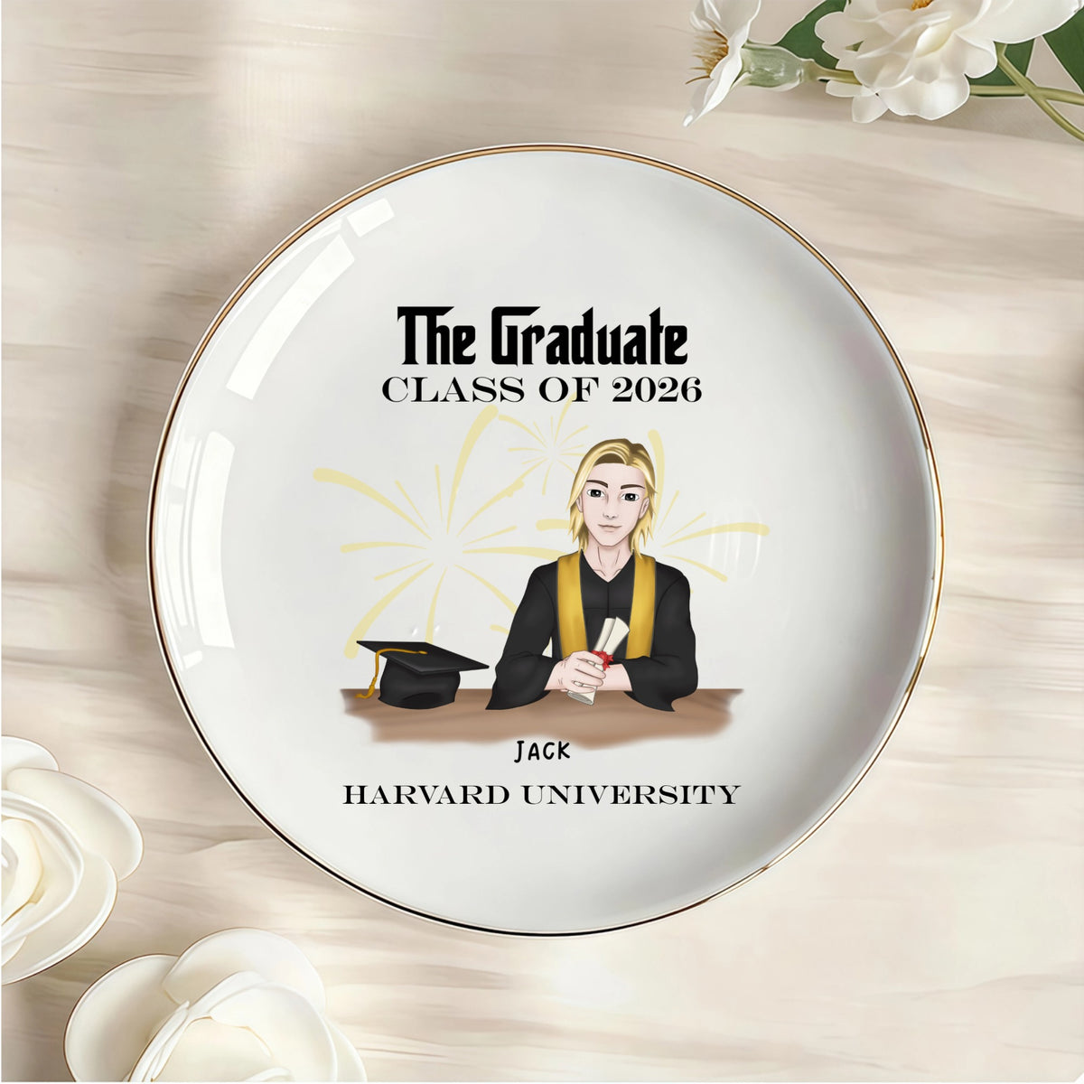 Custom I've graduated Personalized Round Jewelry Dish