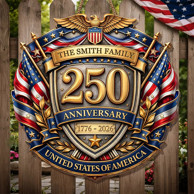 Custom Wood Sign - Personalized America 250th Anniversary Gifts For Mom, Dad, Brother, Sister, Kids - Courage Built Our Legacy
