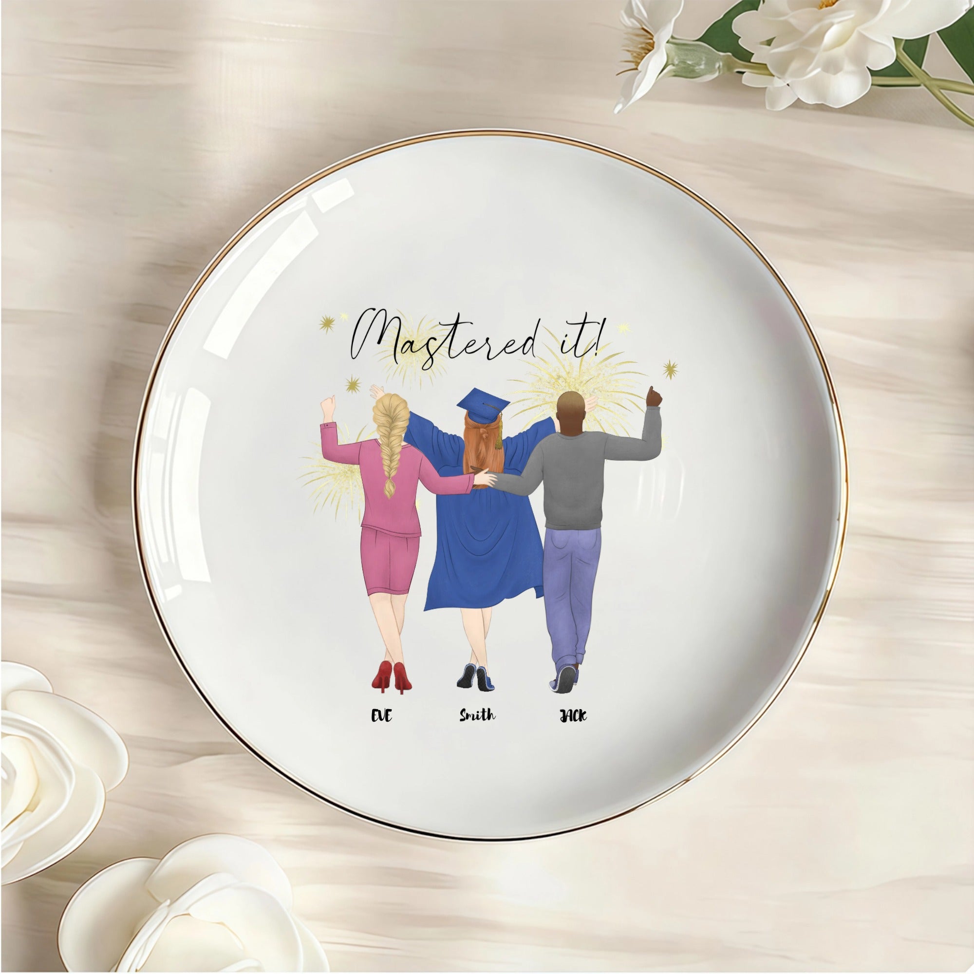 Custom Proud parents Personalized Round Jewelry Dish