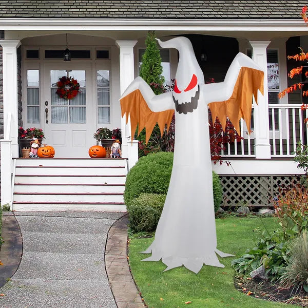 giant inflatable ghost with flashing red eyes, flame effect and led lights One Size
