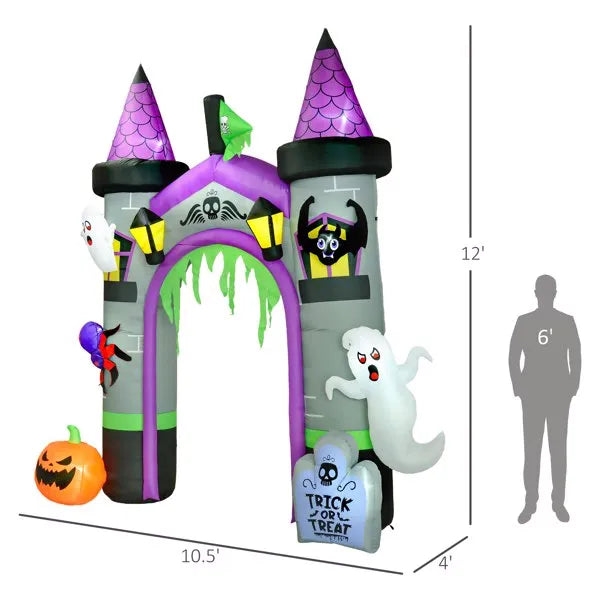 Inflatable Halloween archway with ghost, pumpkin, spider and bat - product photo 2 of 6