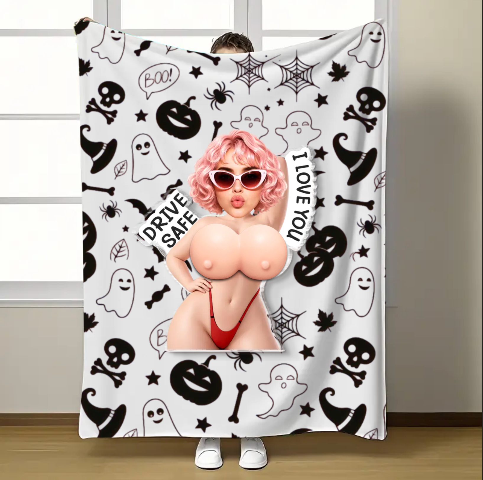 Halloween Custom Bath Throw Blanket | 100×150cm (39.4"×59.1") Soft Plush Dual‑Use Towel Blanket, Spooky Season Home Decor Gift